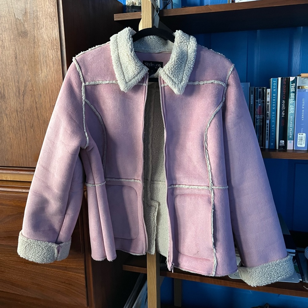 Style & Co Pink Sherpa Coat